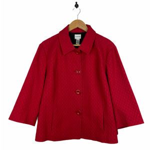 Chico's Button Front Red Collard Blazer